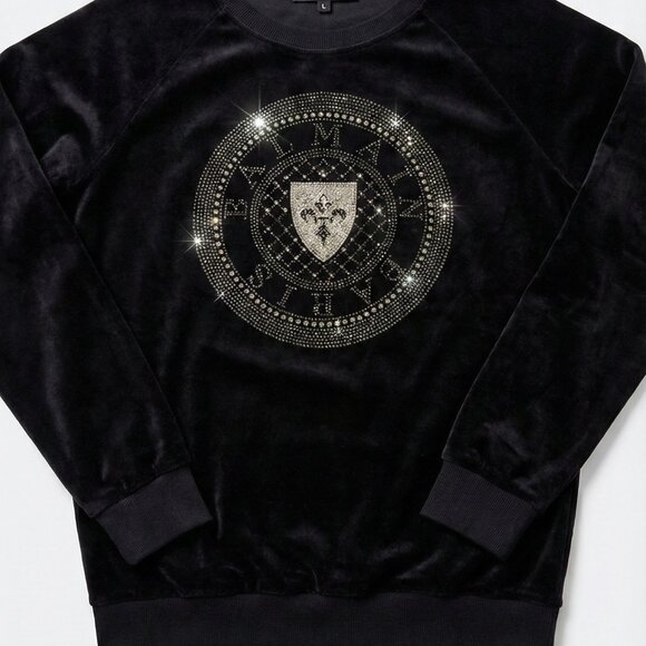 Balmain Sweaters - Balmain Paris Black Velvet Pullover